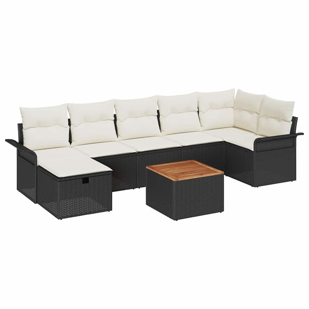Ensemble de canapé de jardin 8 pc noir poly rotin