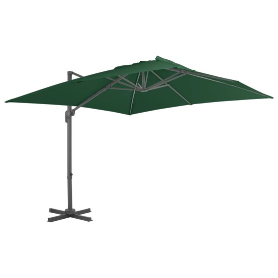 Parasol de jardin en porte-à-faux et poteau en aluminium vert