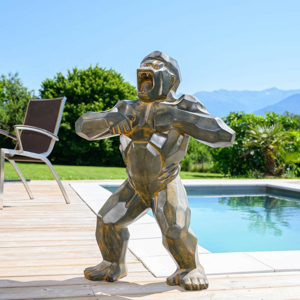 Statue origami gorille black antique 80 cm