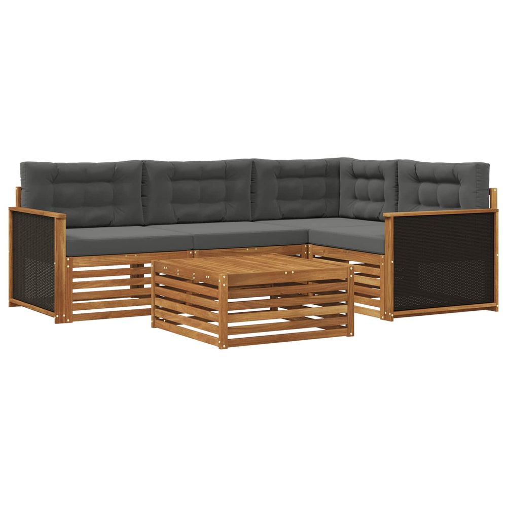 Ensemble de canapés d'extérieur 5 pc naturel et anthracite