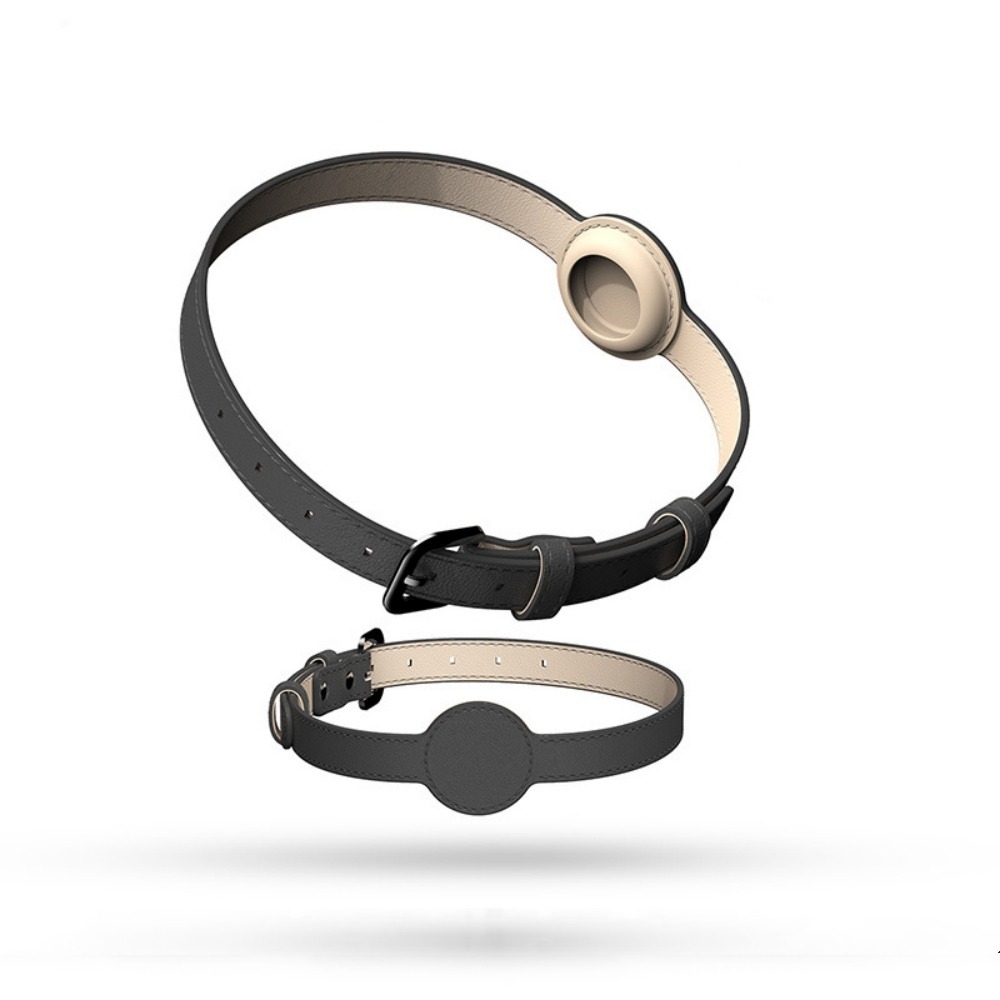 Collier traqueur gps pour chats et chiens - en cuir synthétique noir xs