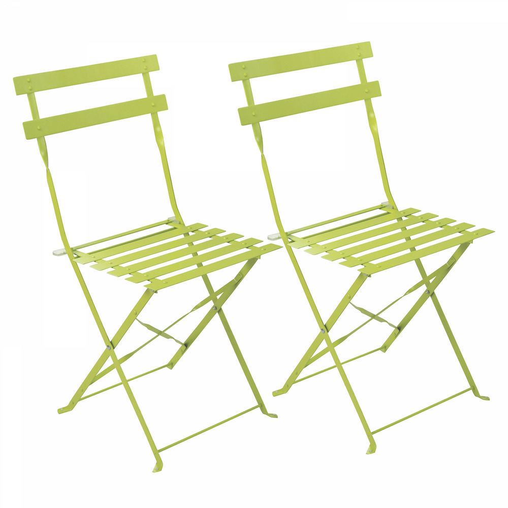 Lot de 2 chaises pliantes en acier vertes