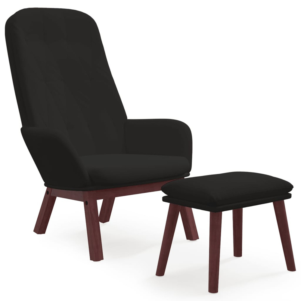 Chaise de relaxation avec repose-pied noir velours