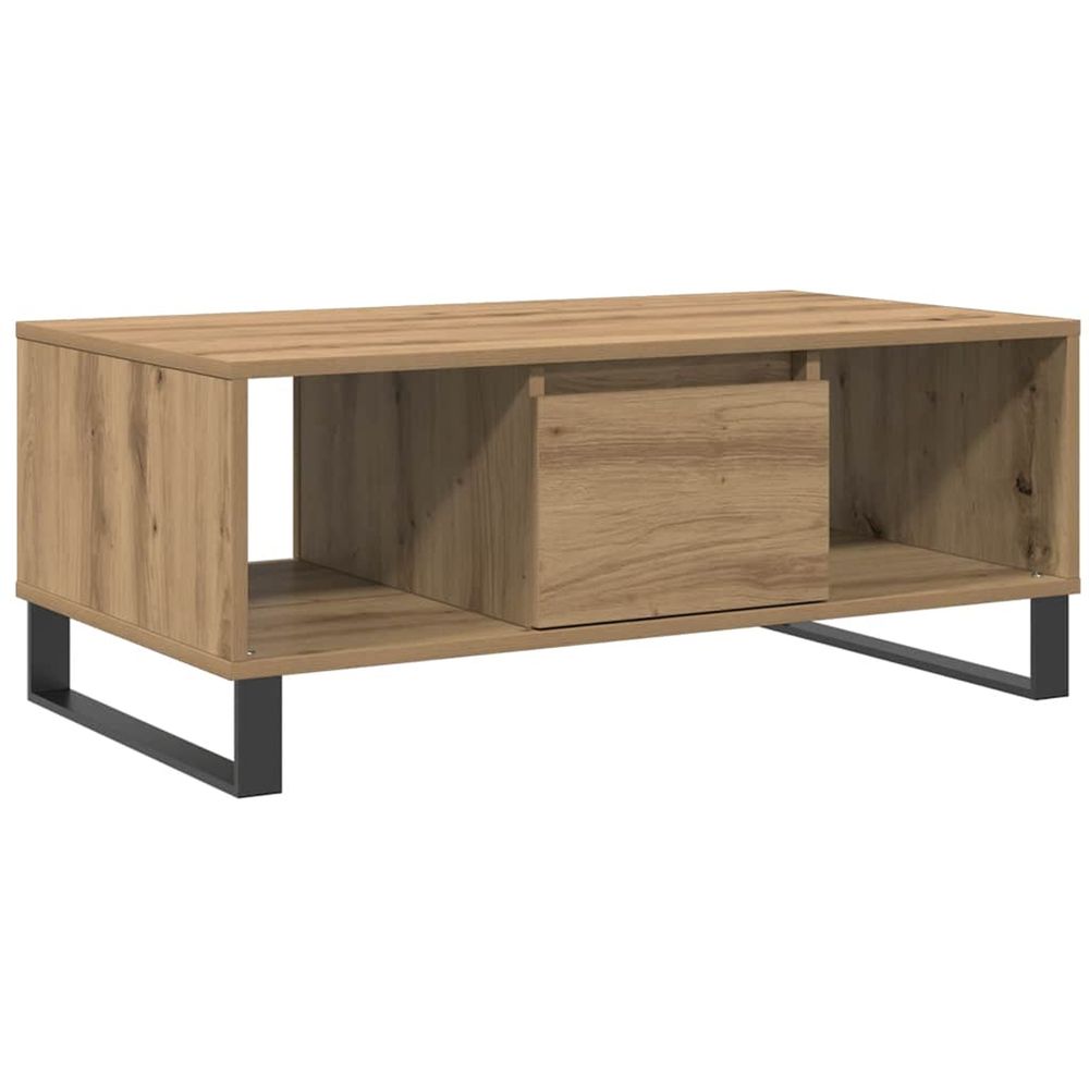 Table basse chêne artisanal 90x50x36,5 cm bois d'ingénierie