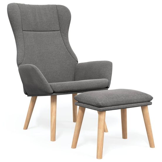 Chaise de relaxation avec repose-pied gris clair tissu