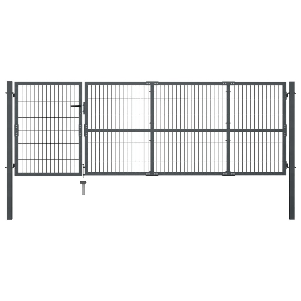Portillon avec poteaux acier 350 x 100 cm anthracite