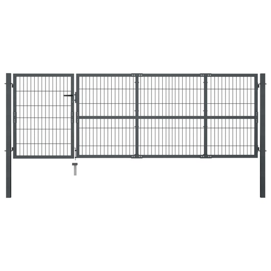Portillon avec poteaux acier 350 x 100 cm anthracite