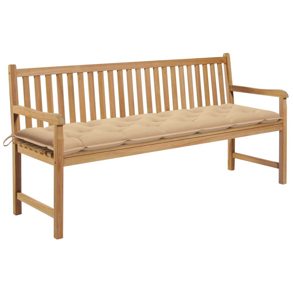 Banc de jardin avec coussin beige 175 cm bois de teck massif