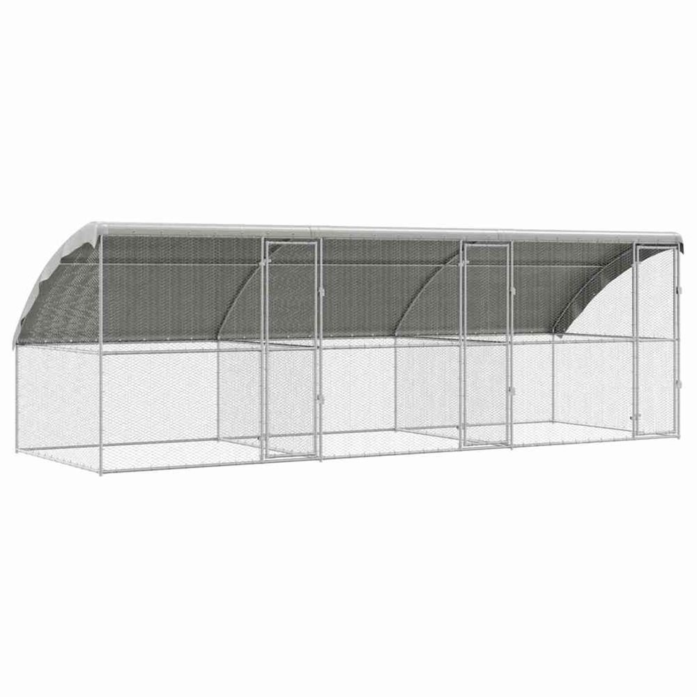 Cage à poules avec 3 portes 3 pièces argenté 600x200x200cm