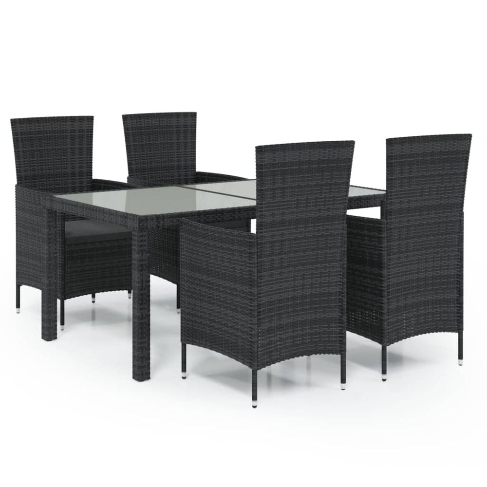 Ensemble à manger d'extérieur 5pcs avec coussins résine tressée