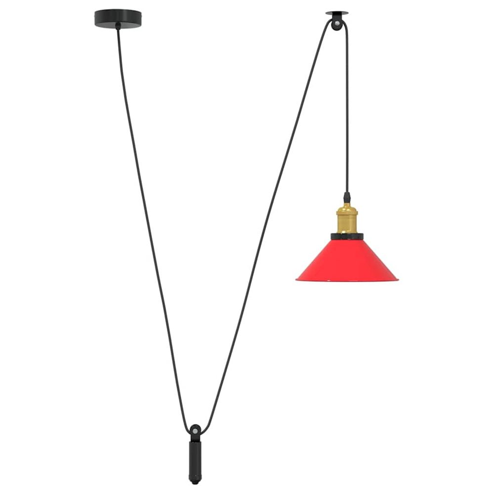 Lampe suspendue réglable hauteur e27 rouge brillant ø22cm métal