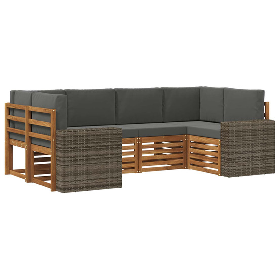 Ensemble de canapé d'angle 6 pcs naturel et anthracite