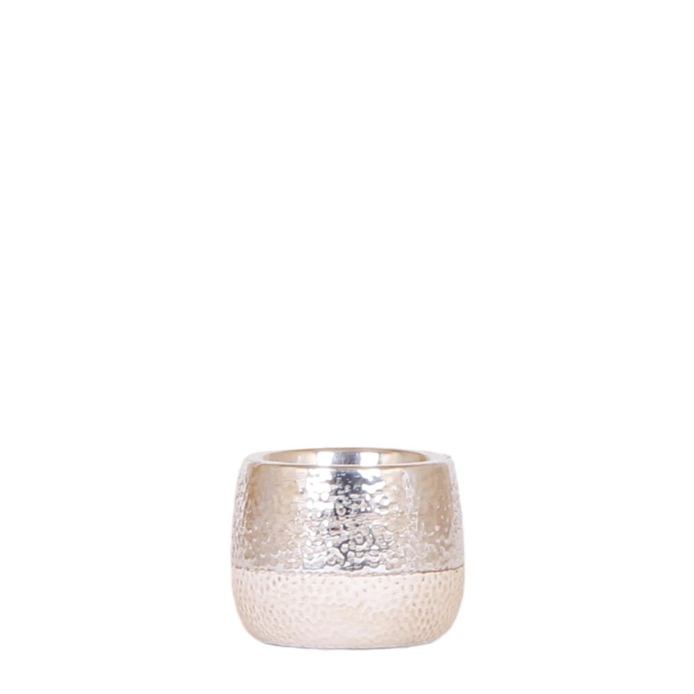 Cache-pot céramique effet métallisé - éclat précieux - pot de 6cm - argenté