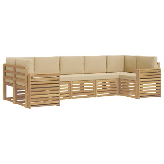 Ensemble de canapés d'extérieur 7 pc blanc et beige polyester