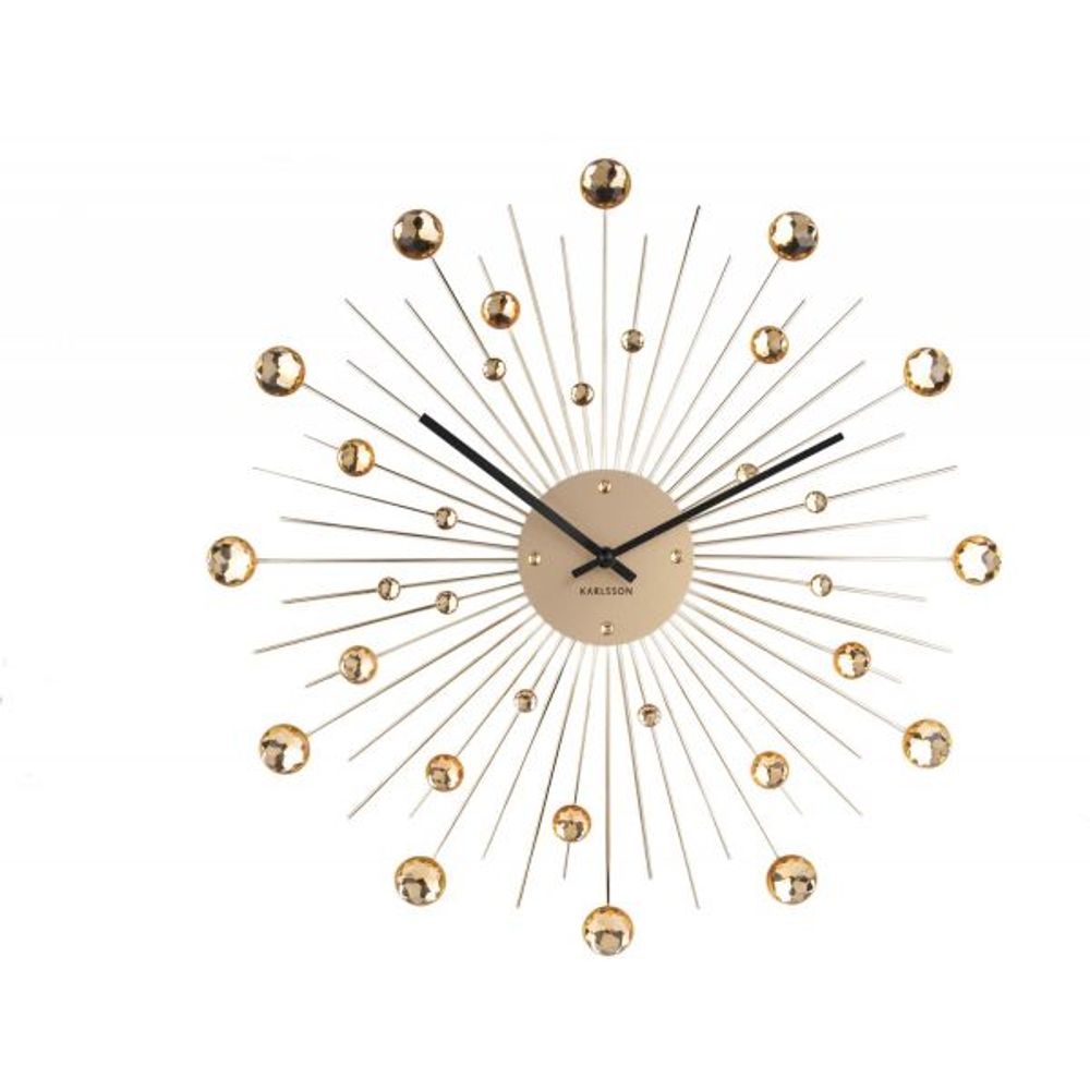 Horloge ronde en métal sunburst 50 cm doré