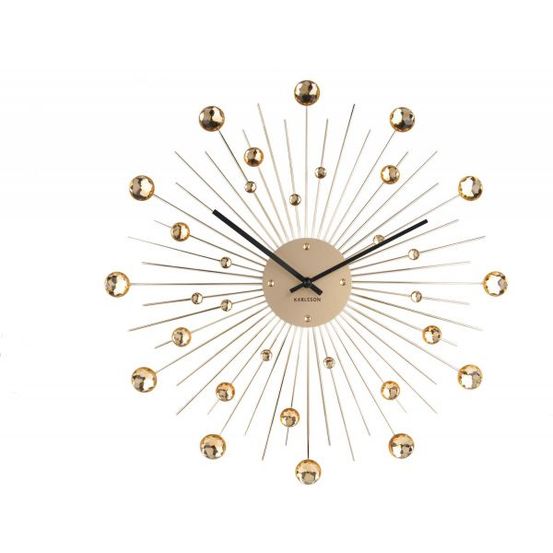 Horloge ronde en métal sunburst 50 cm doré