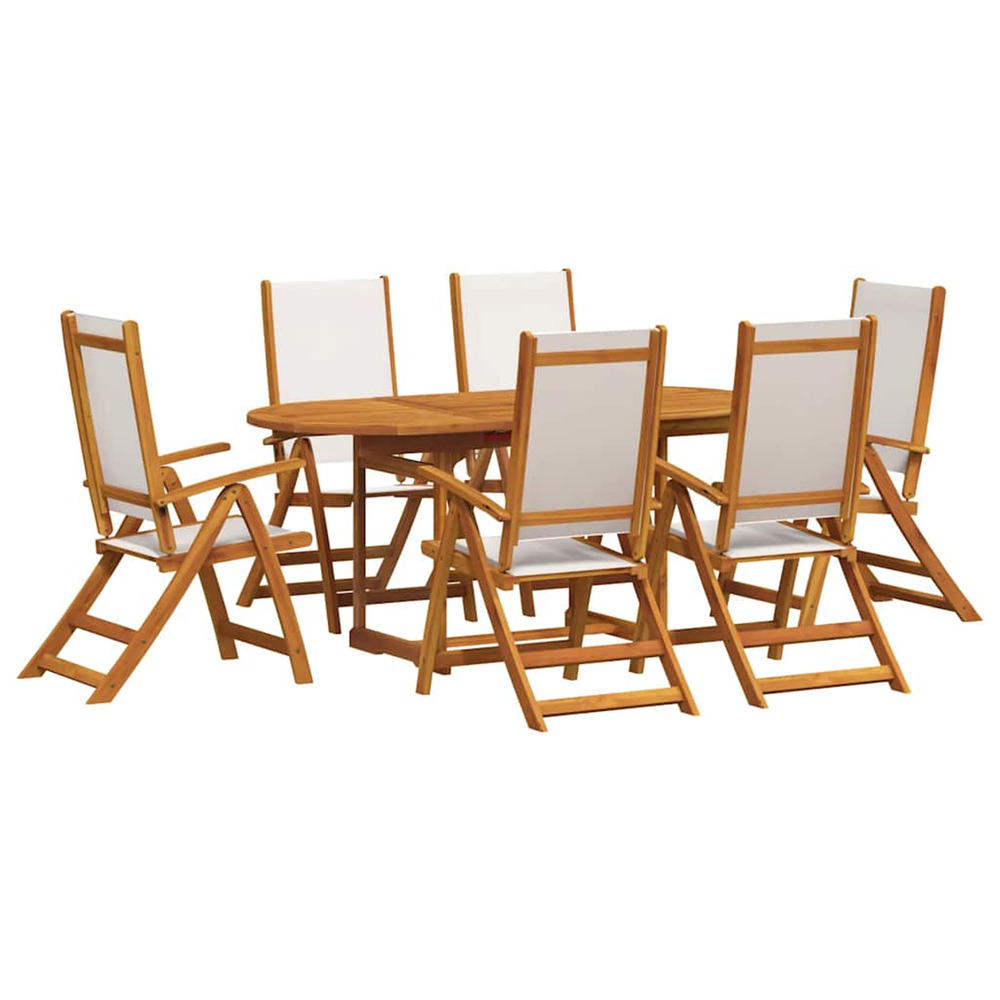 Ensemble à manger de jardin 7pcs bois d'acacia solide textilène