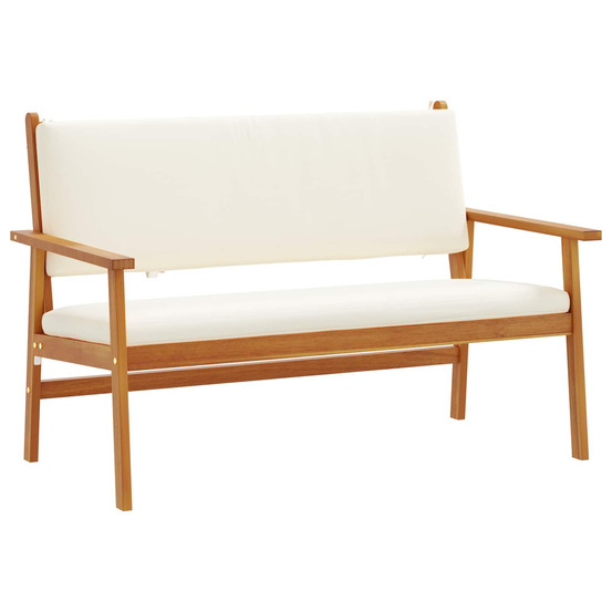 Banc de jardin avec coussin blanc crème bois d'acacia massif