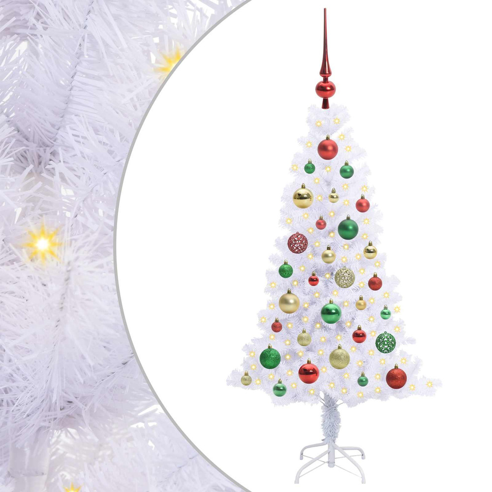 Sapin de noël artificiel avec 150 led blanc 120 cm pvc et acier