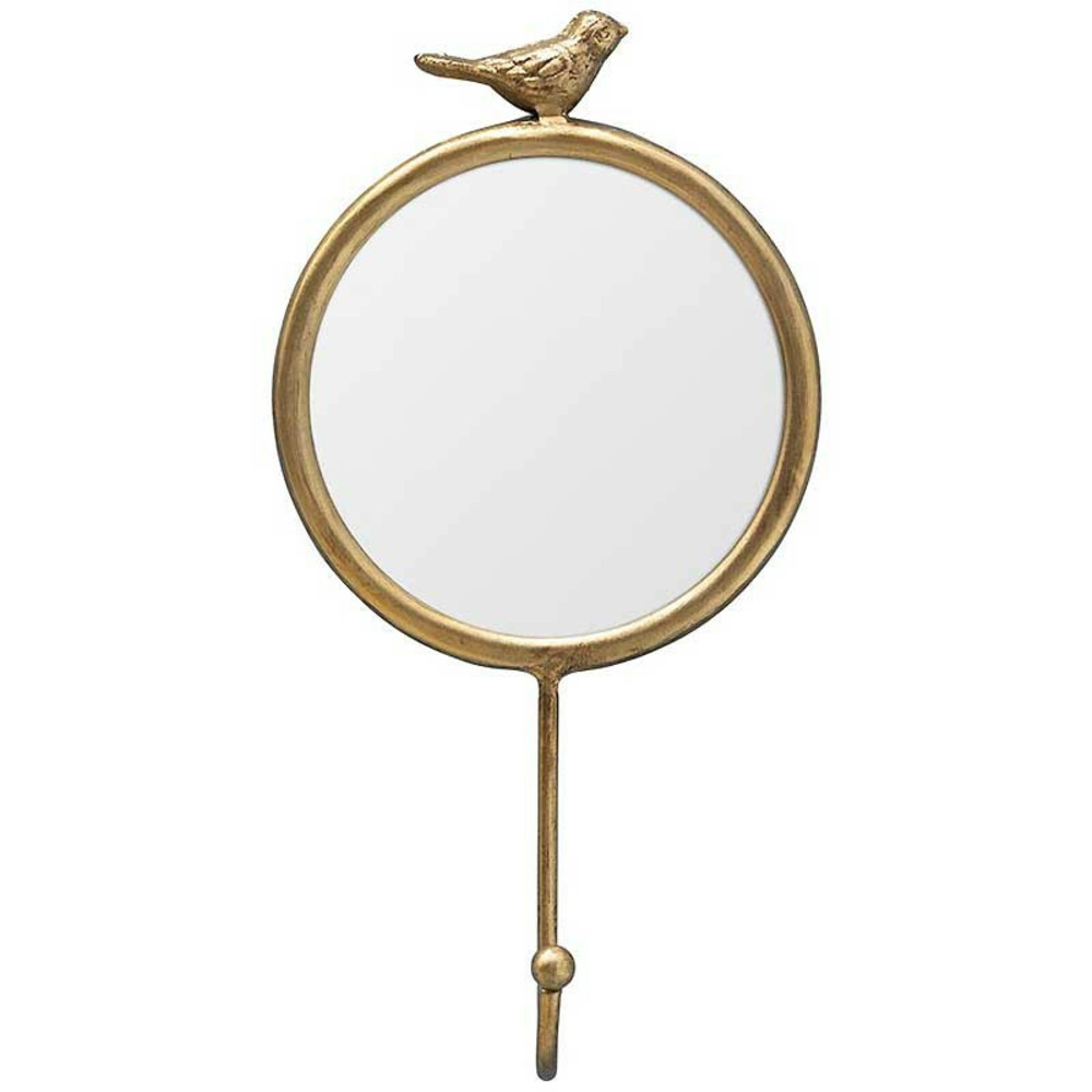 Miroir crochet oiseau doré 24x13cm