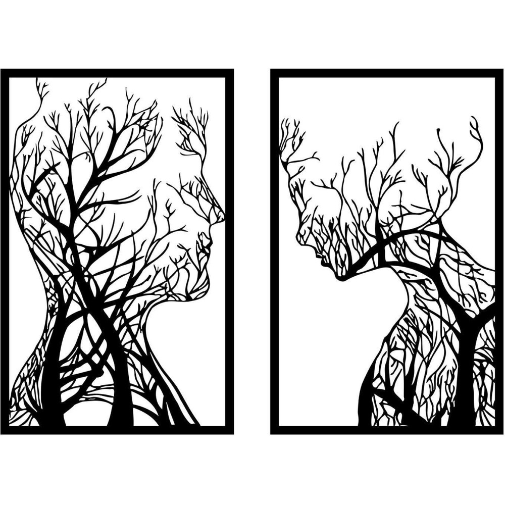 Décoration murale en métal visages 86 x 63 cm