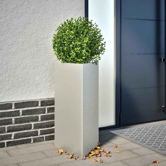 Jardinière triangulaire inox pour extérieur 70cm argenté