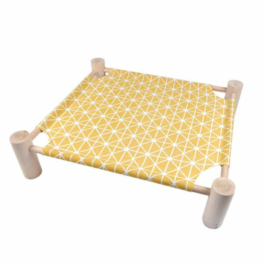 Lit hamac pour chat en bois boho 53cm moutarde