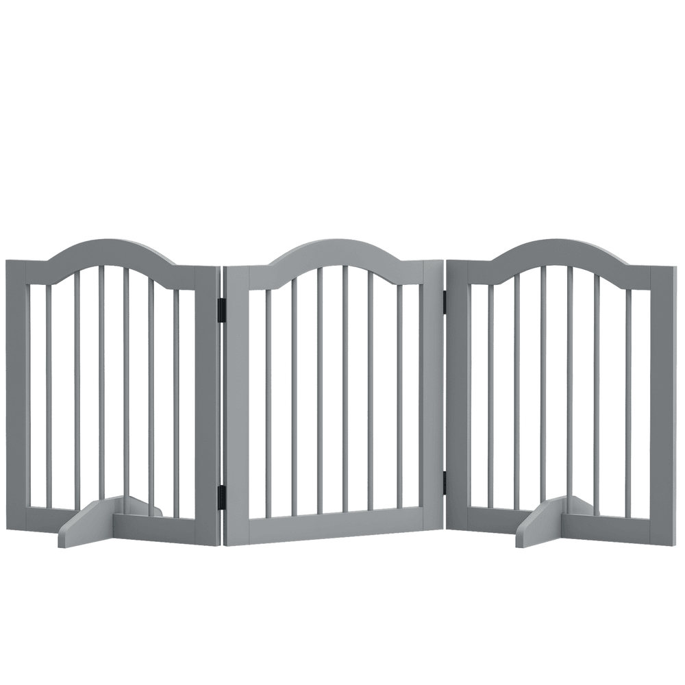 Barrière pour chien bois et mdf 154,5 x 61 cm gris clair pliable avec porte