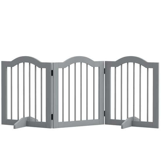 Barrière pour chien bois et mdf 154,5 x 61 cm gris clair pliable avec porte