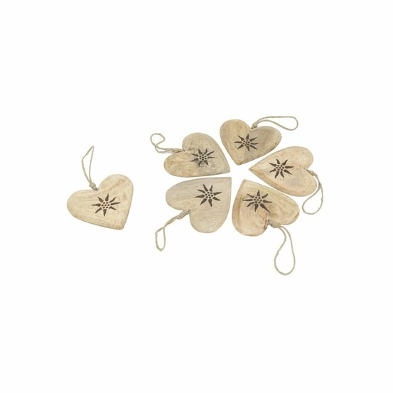 Coeurs en manguier edelweiss (lot de 6)