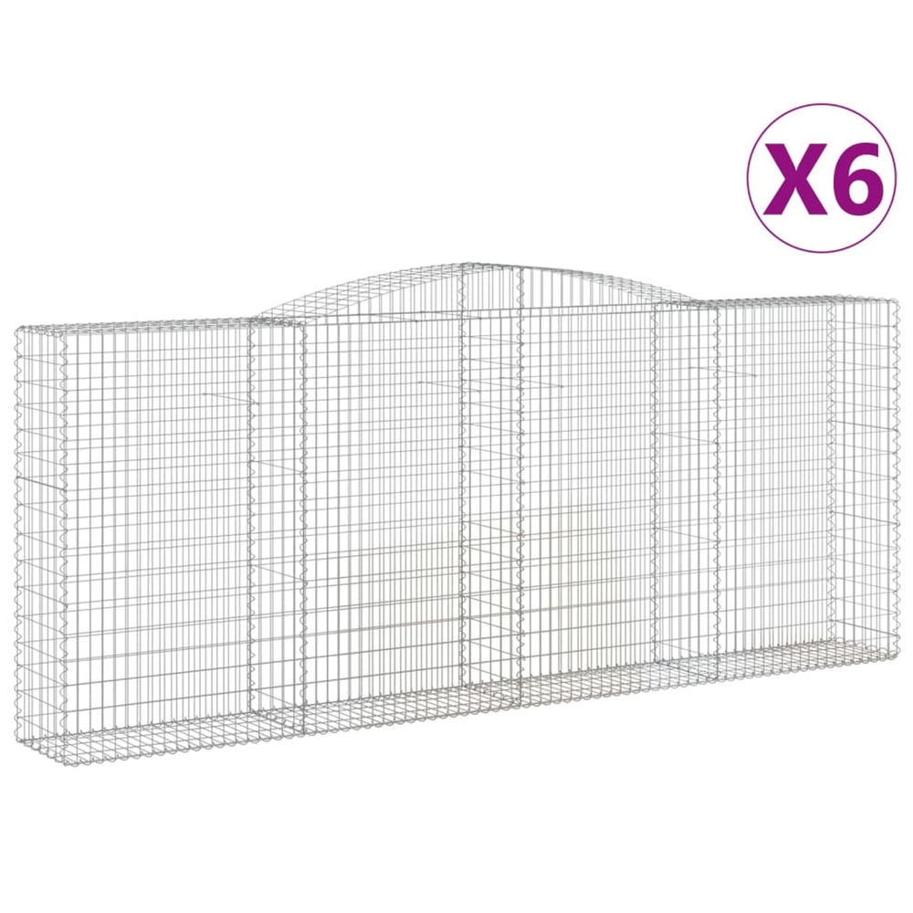 Paniers à gabions arqués 6 pcs 400x50x160/180 cm fer galvanisé