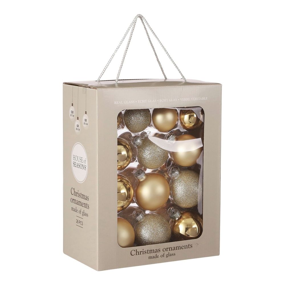 Boule de noël glass baubles set de 26 h7x7cm - champagne