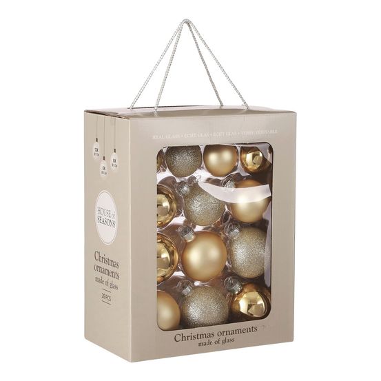 Boule de noël glass baubles set de 26 h7x7cm - champagne