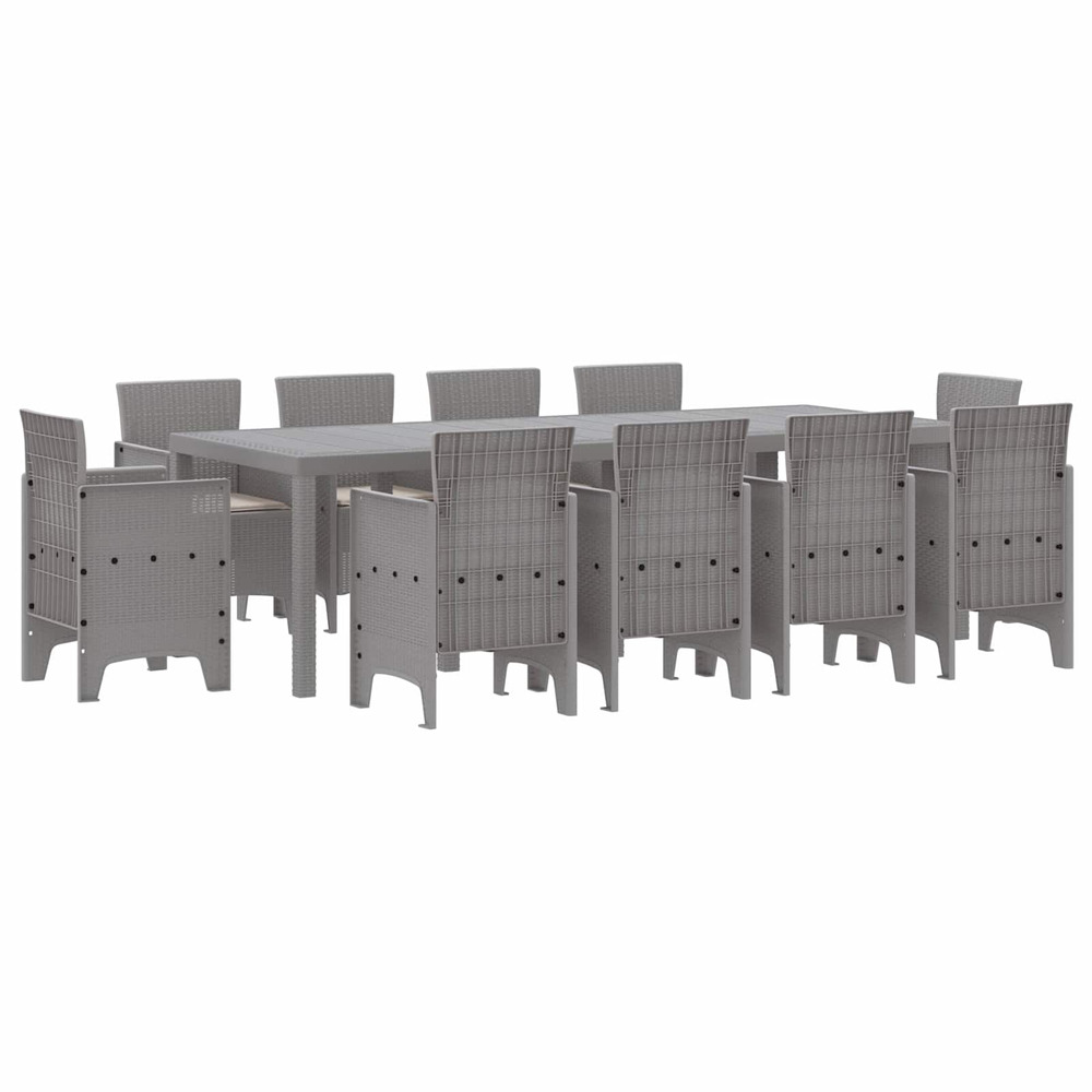 Ensemble de salle à manger pour jardin 11 pcs gris clair