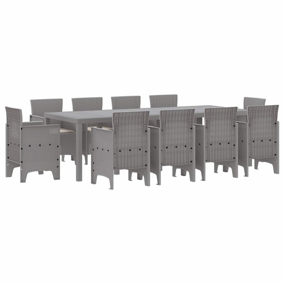 Ensemble de salle à manger pour jardin 11 pcs gris clair