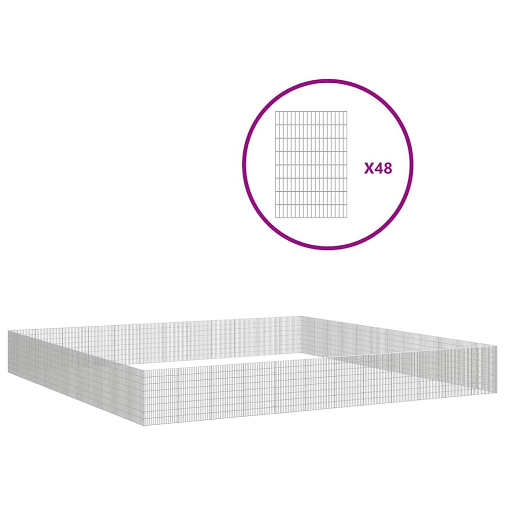 Enclos pour animaux en liberté 48panneaux 54x80cm fer galvanisé