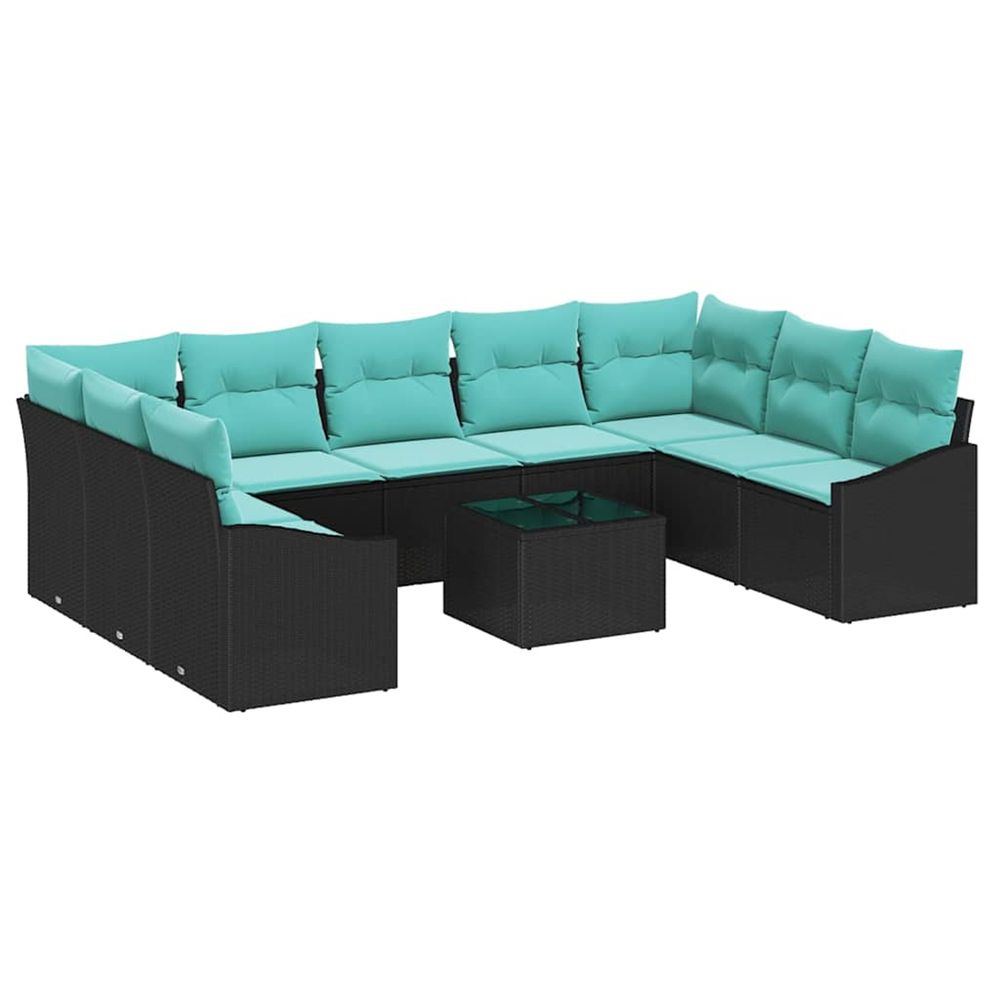 Ensemble de canapés 10 pc noir polyrotin