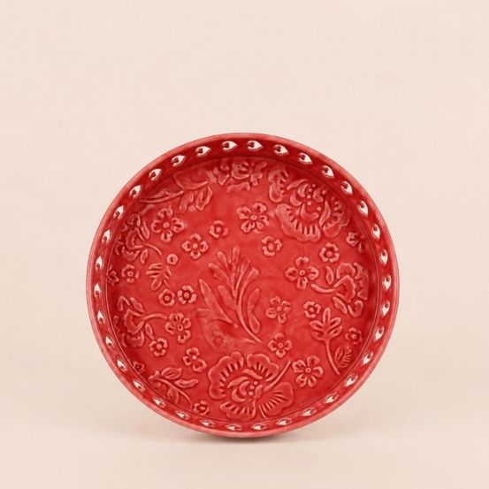 Plateau en métal avec motifs en relief violet 31cm