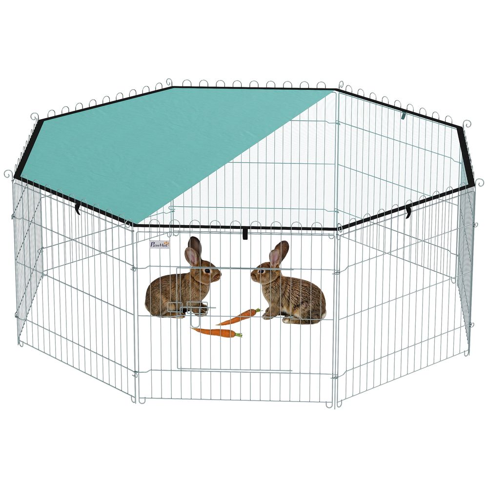 Parc enclos métal chien extérieur intérieur avec toit imperméable 155x155x60 vert