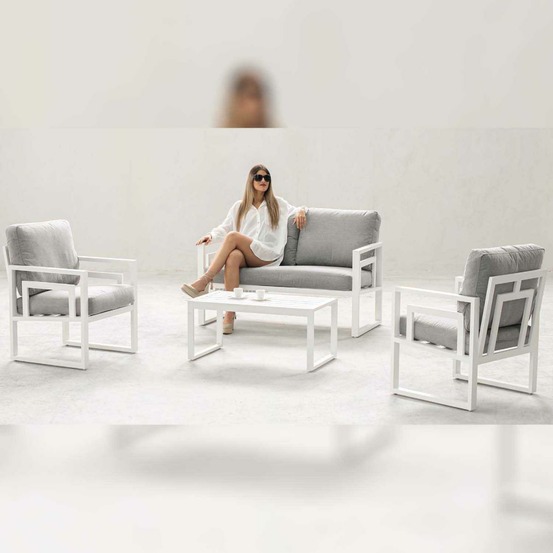 Salon de jardin détente en aluminium 4 places senia