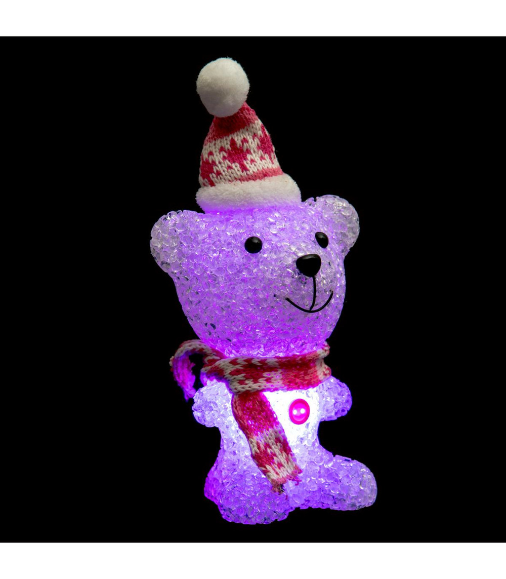 Déco de noël lumineuse animal led à variation de couleurs h 16 cm