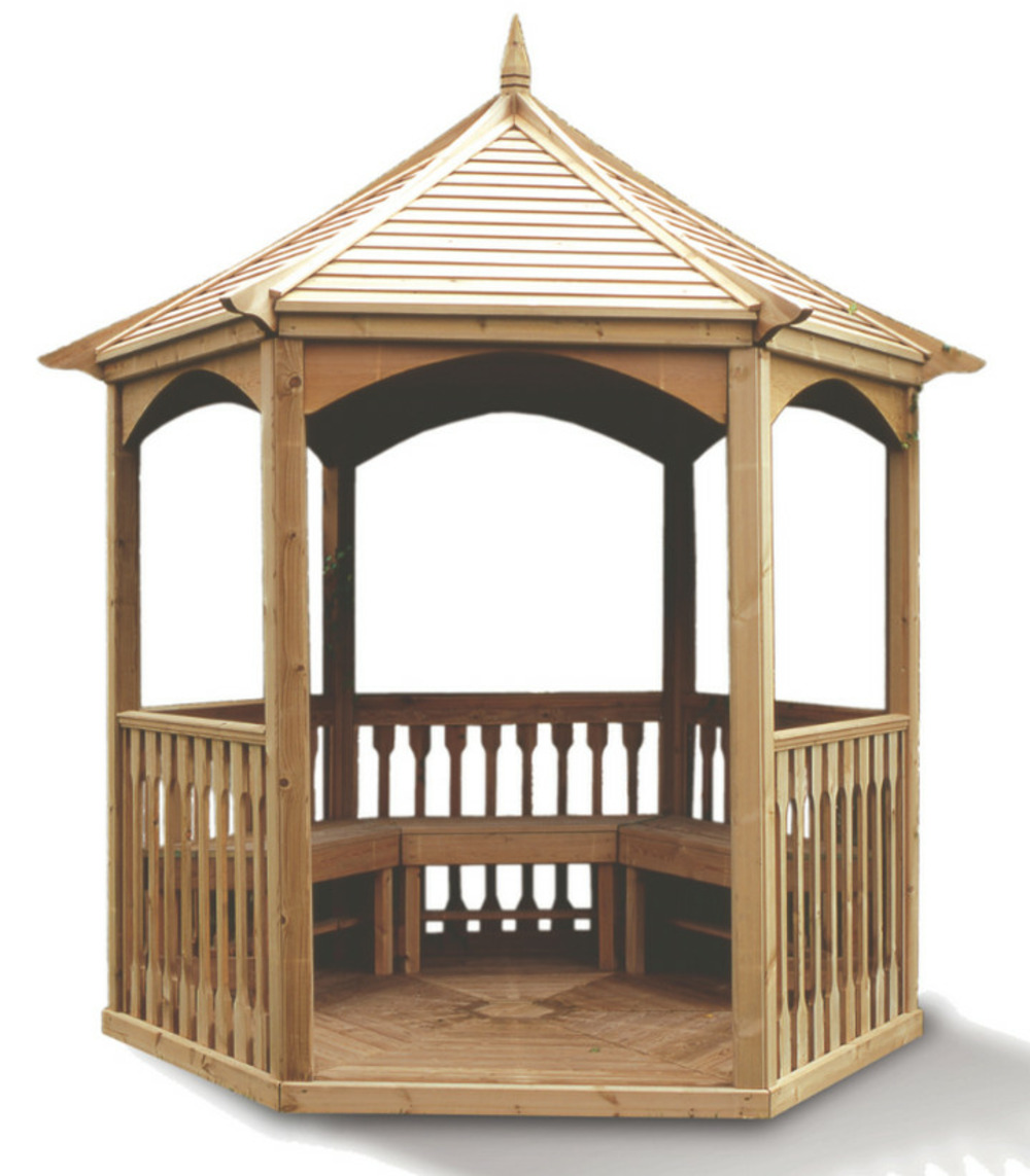 Pavillon hexagonal 4.74m² bois naturel - kia28.01