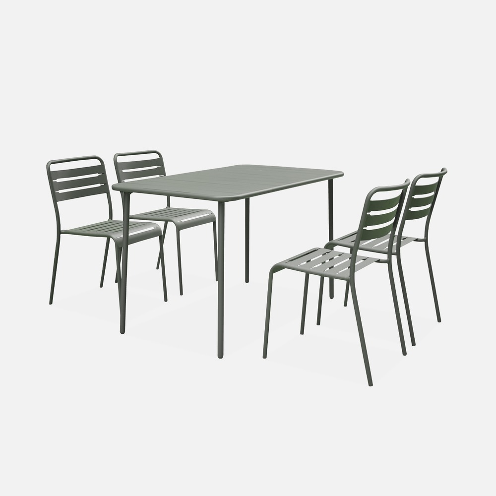 Table de jardin et 4 chaises en acier, amélia, 120x70xh72.5cm (12.2kg)