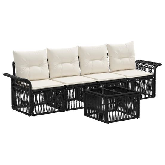 Ensemble de canapé de jardin 5 pc noir polyrotin