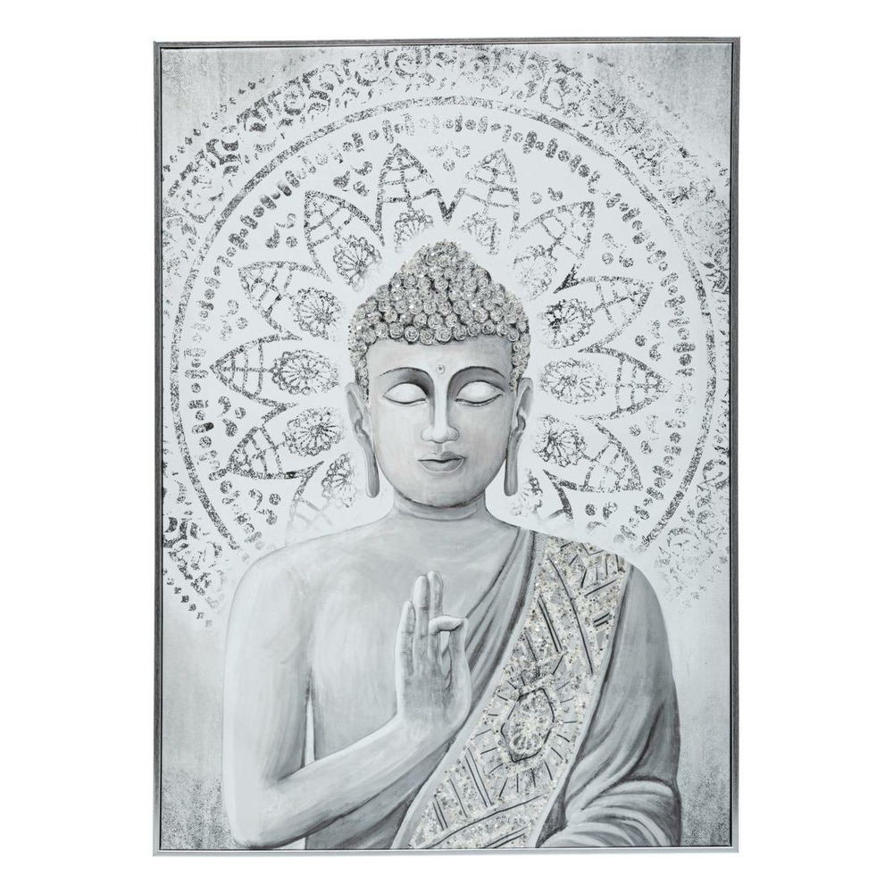 Toile imprimée "bouddha" en métal 50x70cm argenté