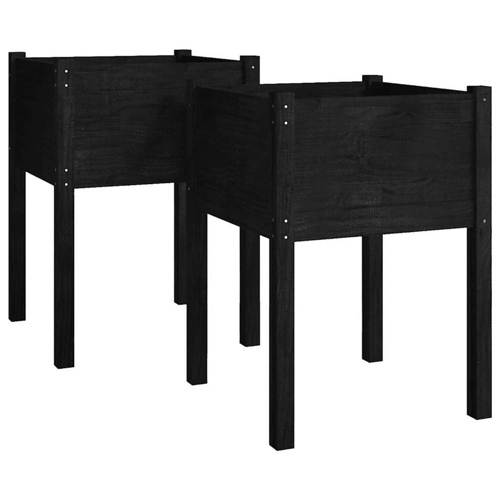 Jardinière d'extérieurs 2 pcs noir 50x50x70 cm bois de pin massif