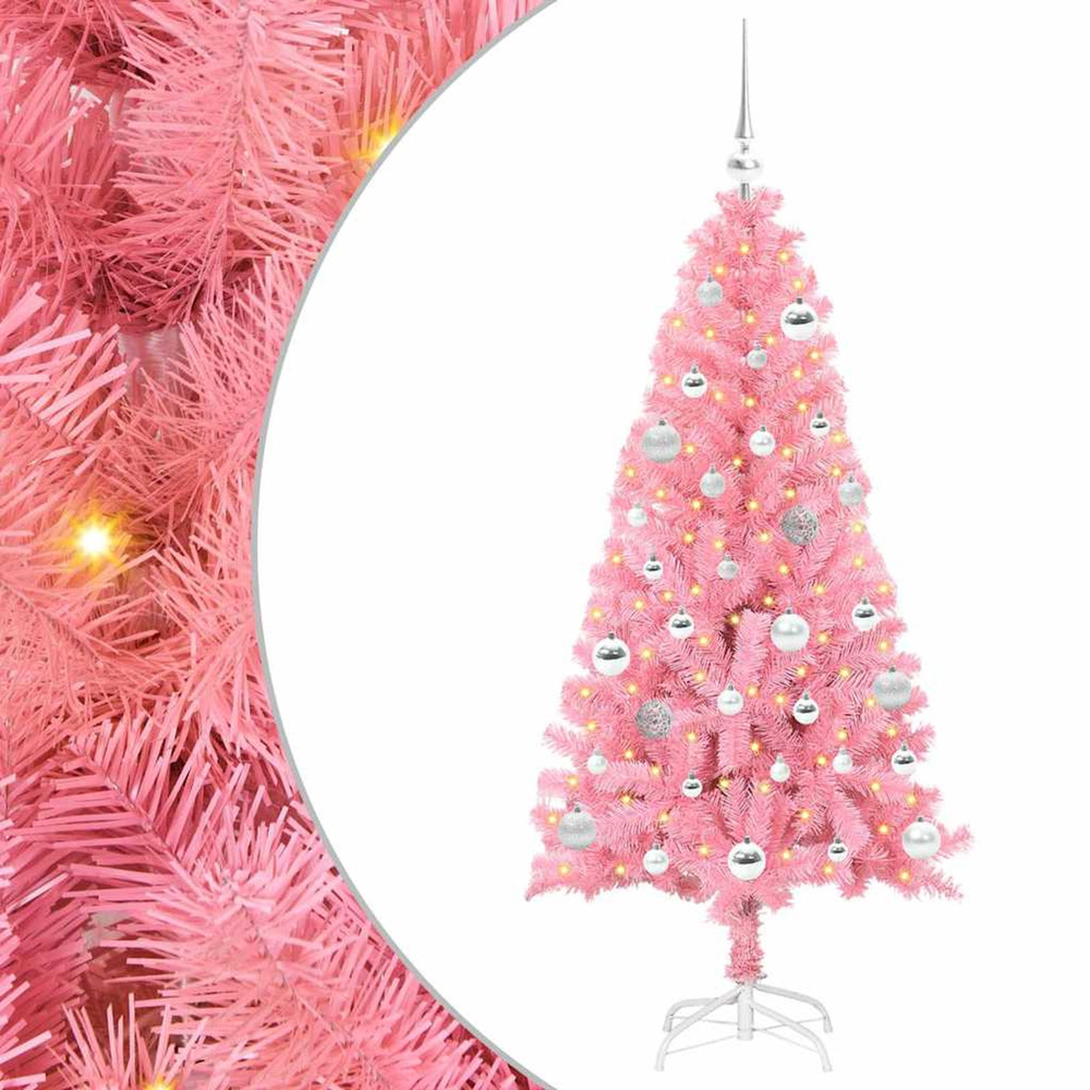 Sapin de noël avec 150 led avec support rose 150 cm pvc