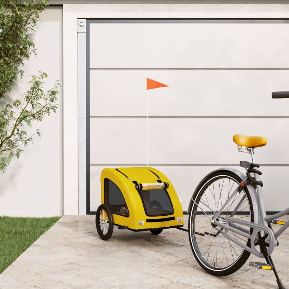 Remorque vélo chien chariot transport oxford pour balades sécurisées m jaune