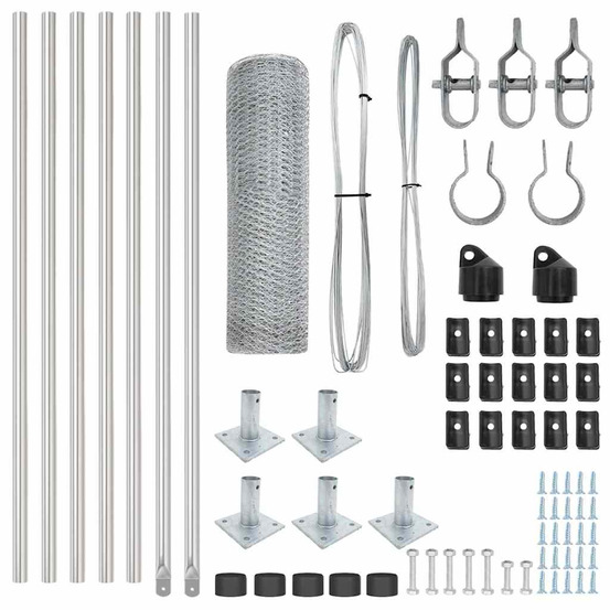 Clôture avec poteaux argent 0.4 x 10 m acier recouvert de pvc