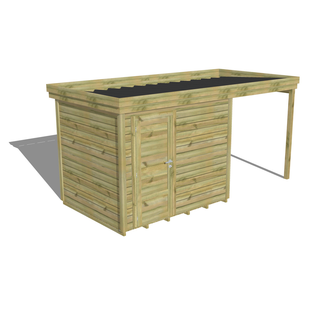 Abri de jardin bois pin traité autoclave 27mm - 4,64x2,14m / 10m2 - bac acier - plancher bois